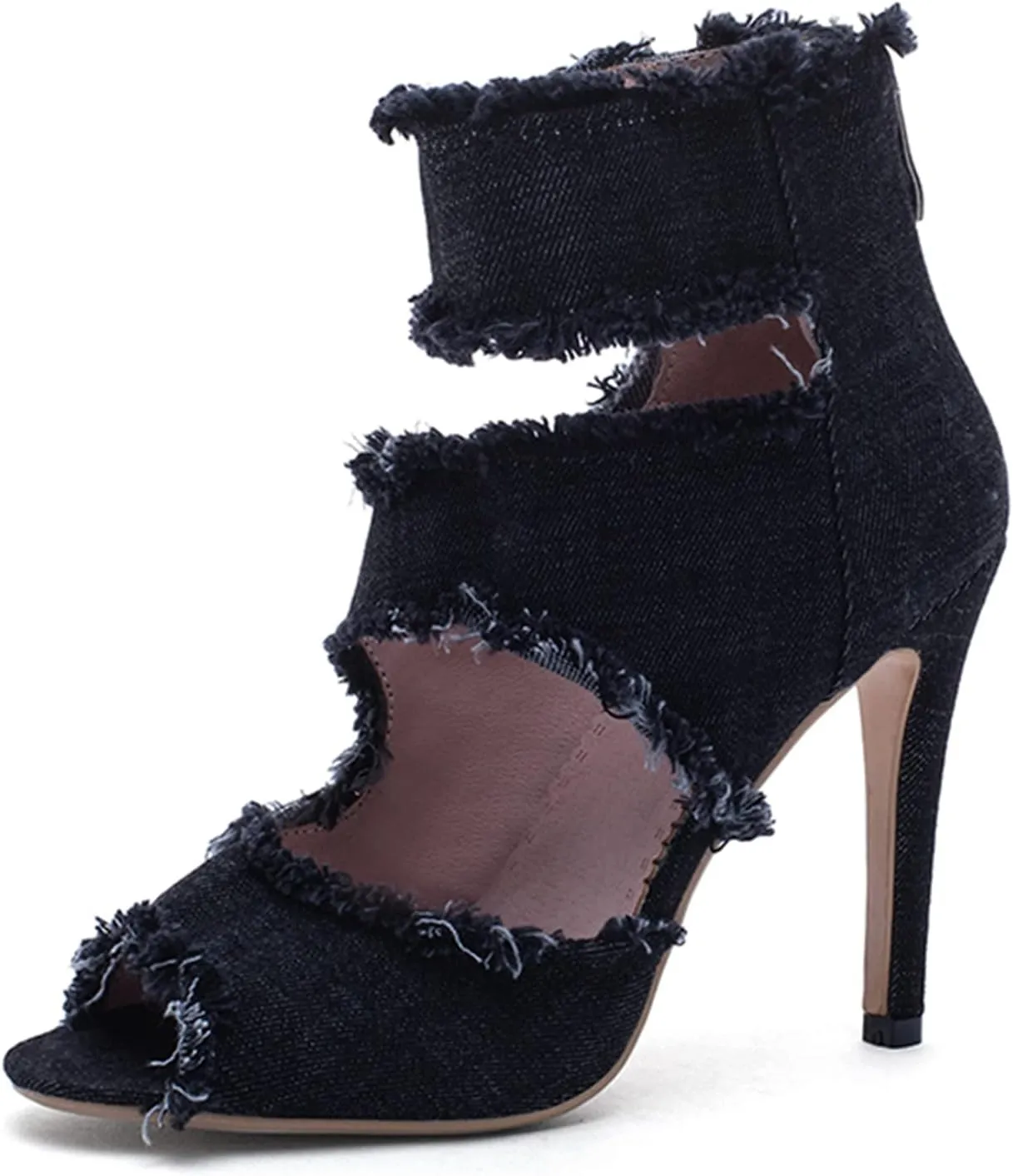 MEOTINA Open Toe Booties for Women Dressy Sandals Peep Toe Boots Block Heels Summer Gladiator Shoes