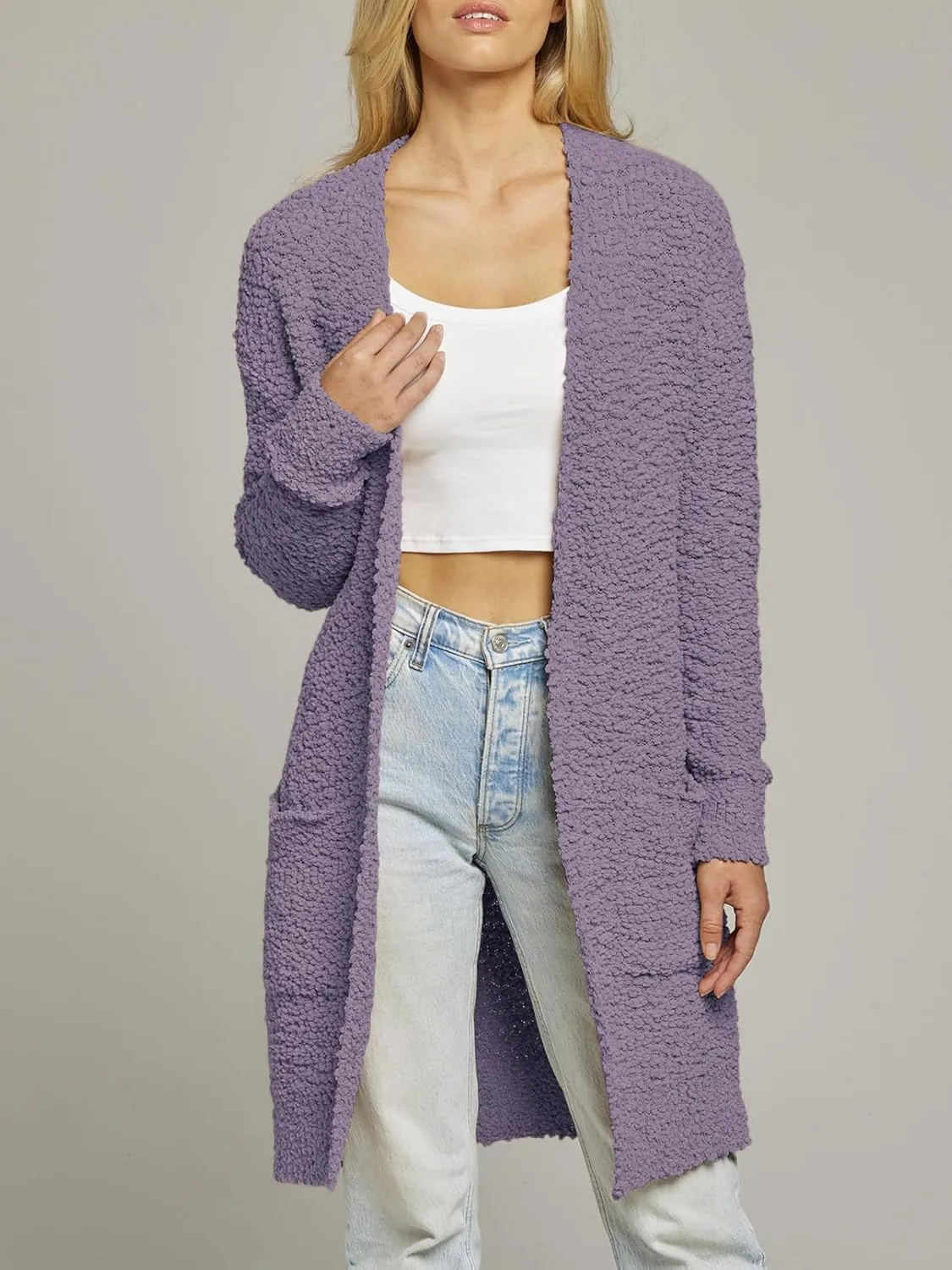 MEROKEETY Women's Long Sleeve Soft Chunky Knit Sweater Open Front Cardigans Outwear Coat
