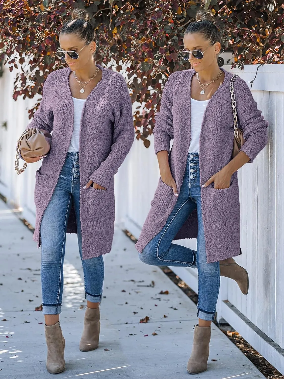 MEROKEETY Women's Long Sleeve Soft Chunky Knit Sweater Open Front Cardigans Outwear Coat