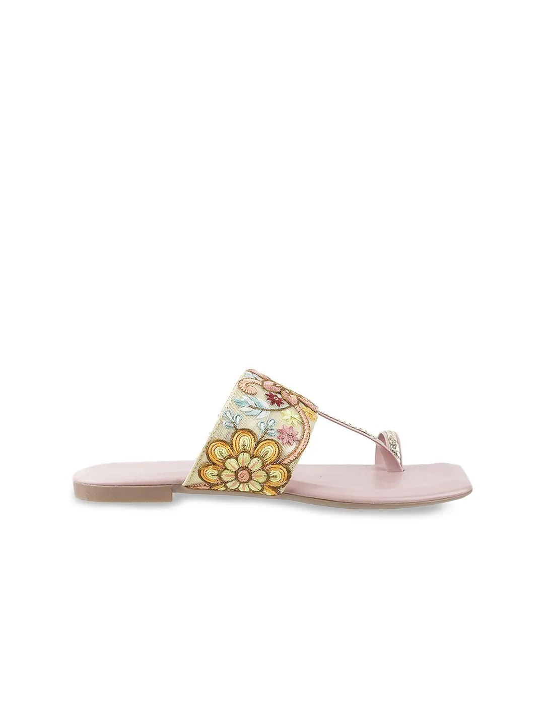 Metro Women Pink Embellished One Toe Flats