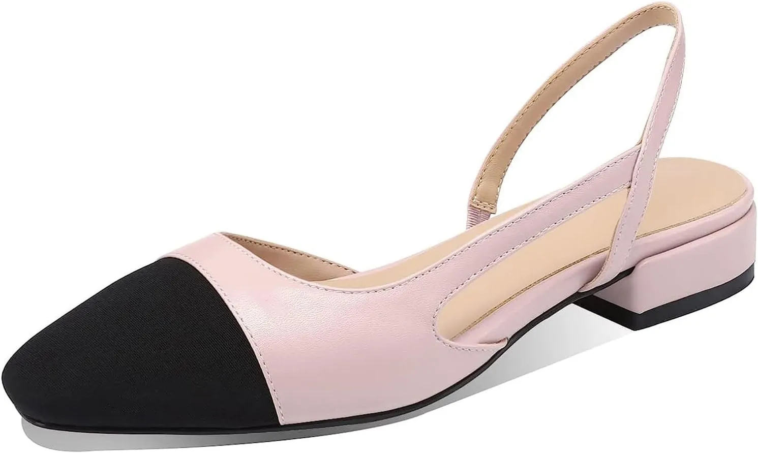 MICIFA slingback flats for women, Round Toe Low heel Sandals Fashion Splicing Dress Shoes for Women