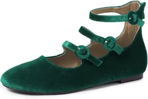 Milooey shoes Women's Mary Jane Flats Comfy Round Toe Low Heel Flats Triple Ankle Strap Sandals Classic Party Dress Bridal Shoes Size 4-16 Us