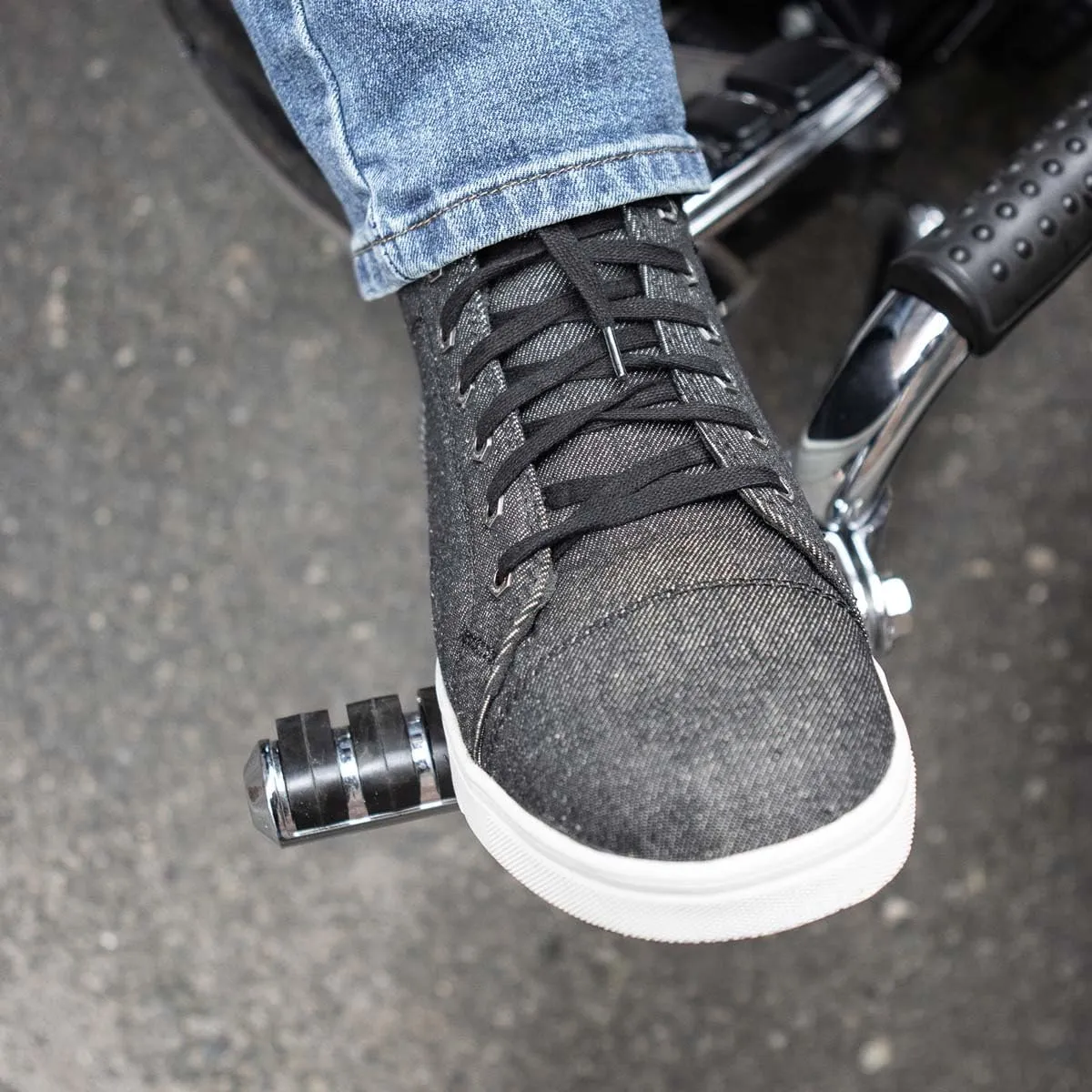 Milwaukee Leather MBM9108 Men's Black Canvas Reinforced Motorcycle Casual Street Riding Shoes w/Ankle Support - 10