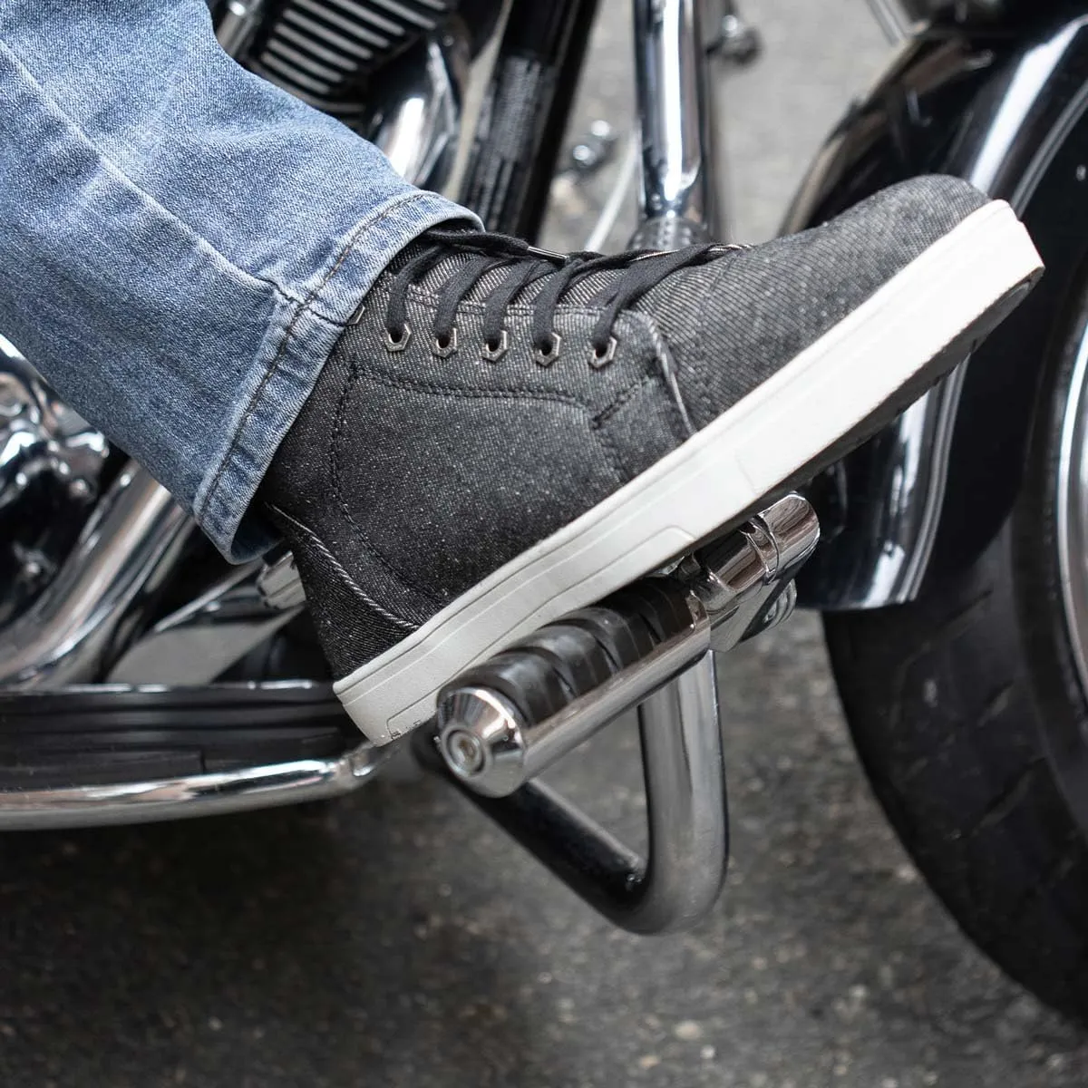 Milwaukee Leather MBM9108 Men's Black Canvas Reinforced Motorcycle Casual Street Riding Shoes w/Ankle Support - 10