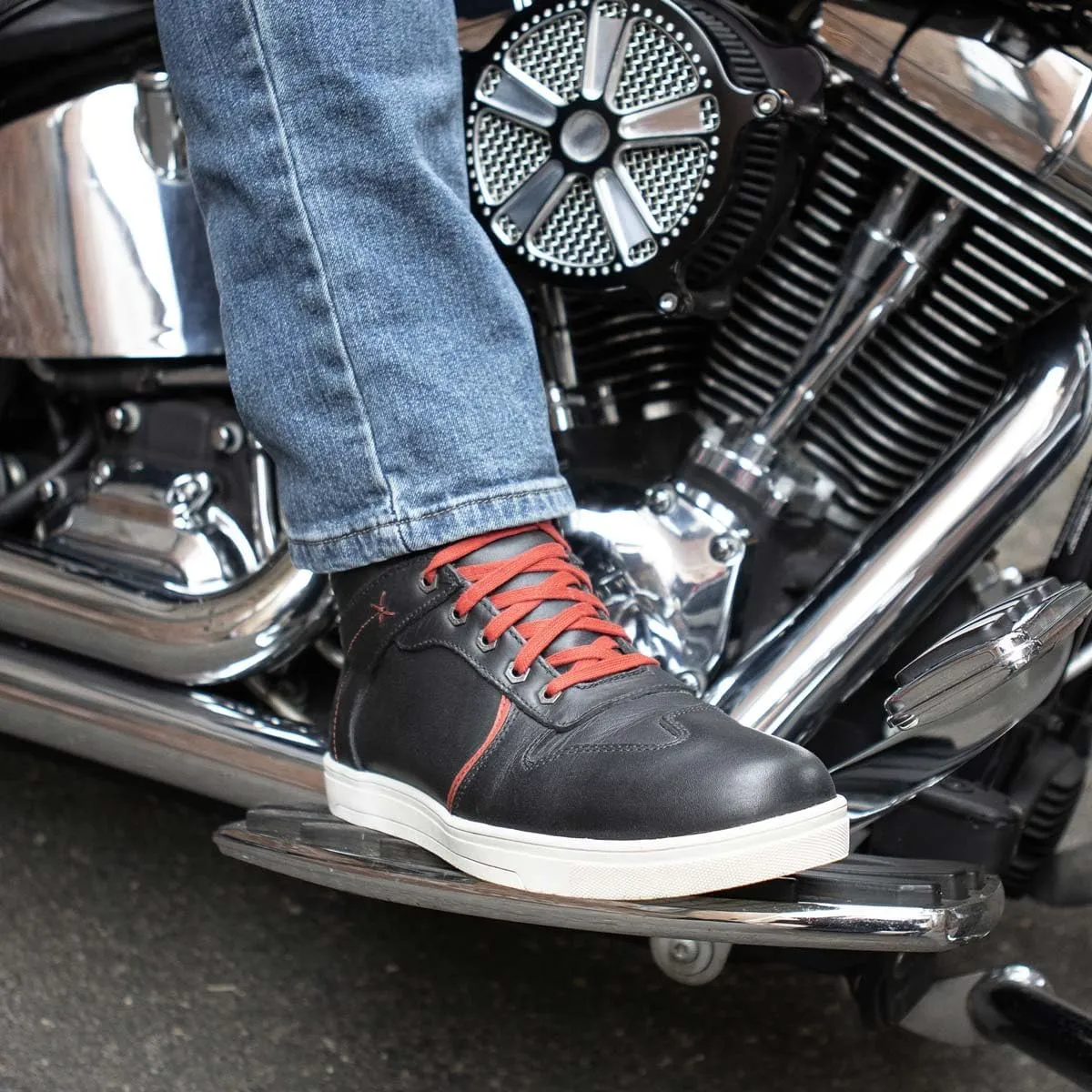 Milwaukee Leather Men's Motorcycle Reinforced Street Biker Casual Riding Shoes Leather Suede Canvas - 10