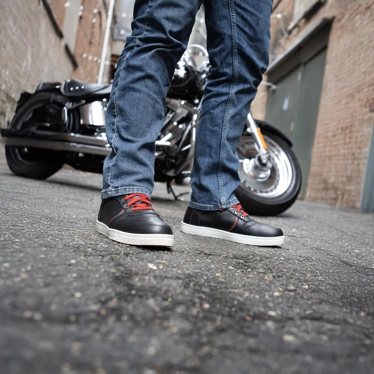 Milwaukee Leather Men's Motorcycle Reinforced Street Biker Casual Riding Shoes Leather Suede Canvas - 10