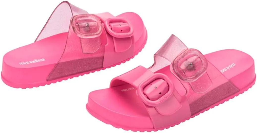 mini melissa Cozy Jelly Slides for Kids - Slip-on Jelly Shoes, Slip On Sandals for Girls, Open Toe Summer Shoes, Adjustable