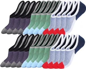 Mottee&Zconia No Show Sock Low Cut Ankle Short Socks for Men Basic Casual Anti-skid Cotton Socks with Non Slip Grips