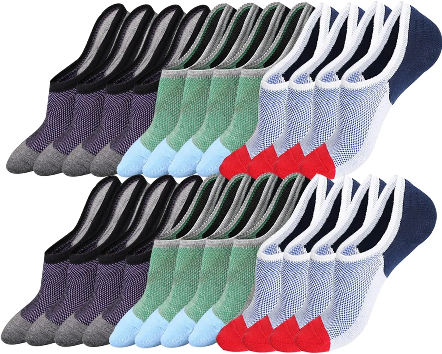 Mottee&Zconia No Show Sock Low Cut Ankle Short Socks for Men Basic Casual Anti-skid Cotton Socks with Non Slip Grips