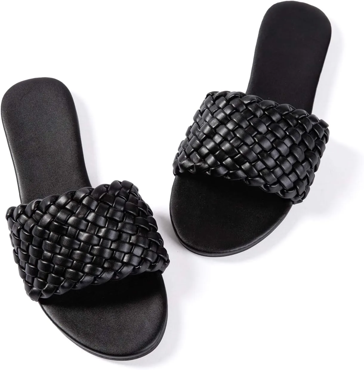 Mtzyoa Women Flat Sandals Braided Leather Nude Summer Dressy Fashion Evening Party Wedding Sandals