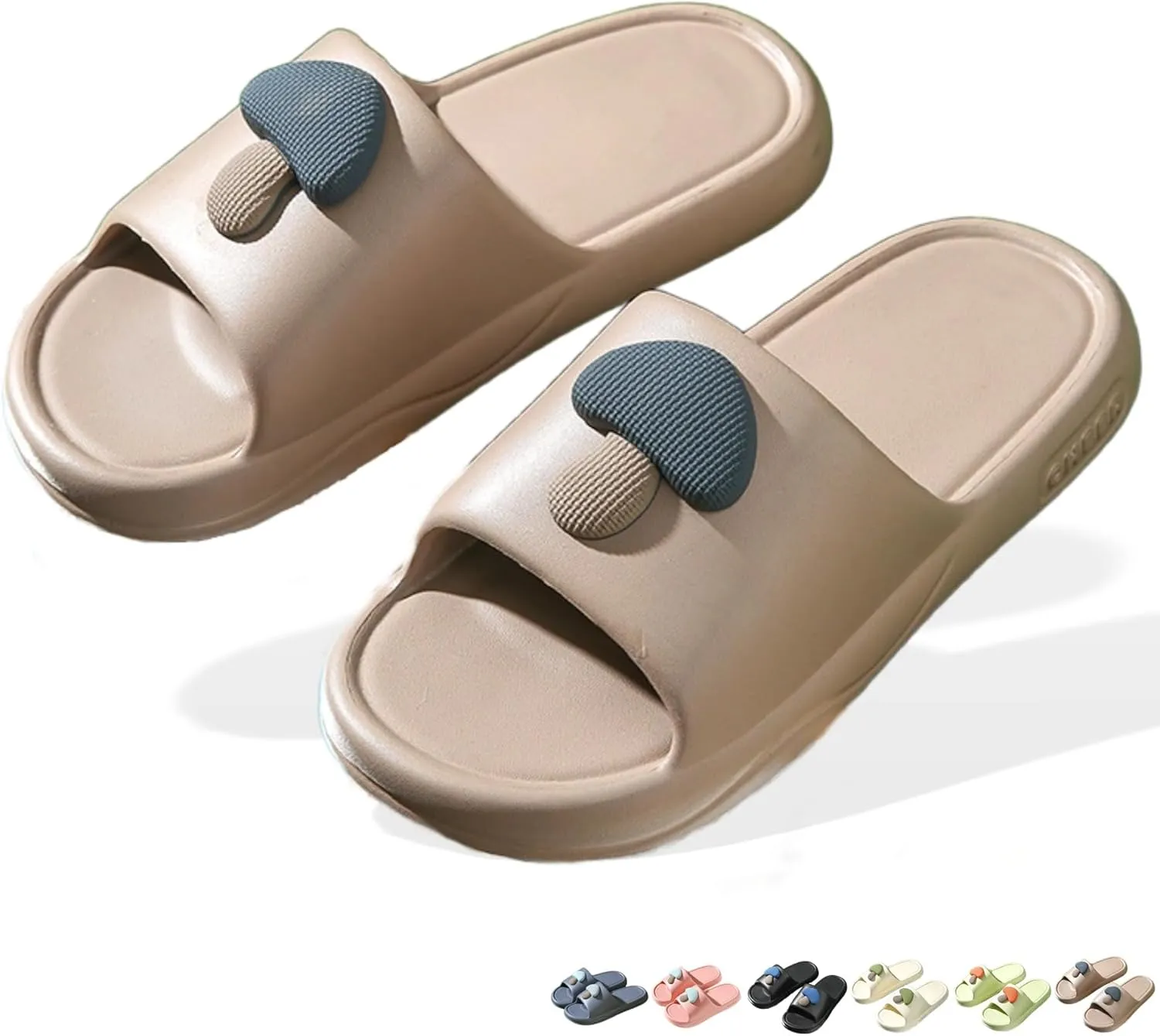 Mushroom Shaped Slippers Soft Thick Sole Indoor Household Home Slippers for Women Men Slides Sandals Summer Non Slip Silent House Shoes Bathroom Shower Sandals Outdoor Couples Beach Slippers
