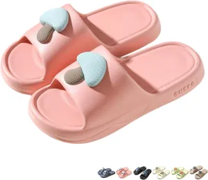 Mushroom Shaped Slippers Soft Thick Sole Indoor Household Home Slippers for Women Men Slides Sandals Summer Non Slip Silent House Shoes Bathroom Shower Sandals Outdoor Couples Beach Slippers