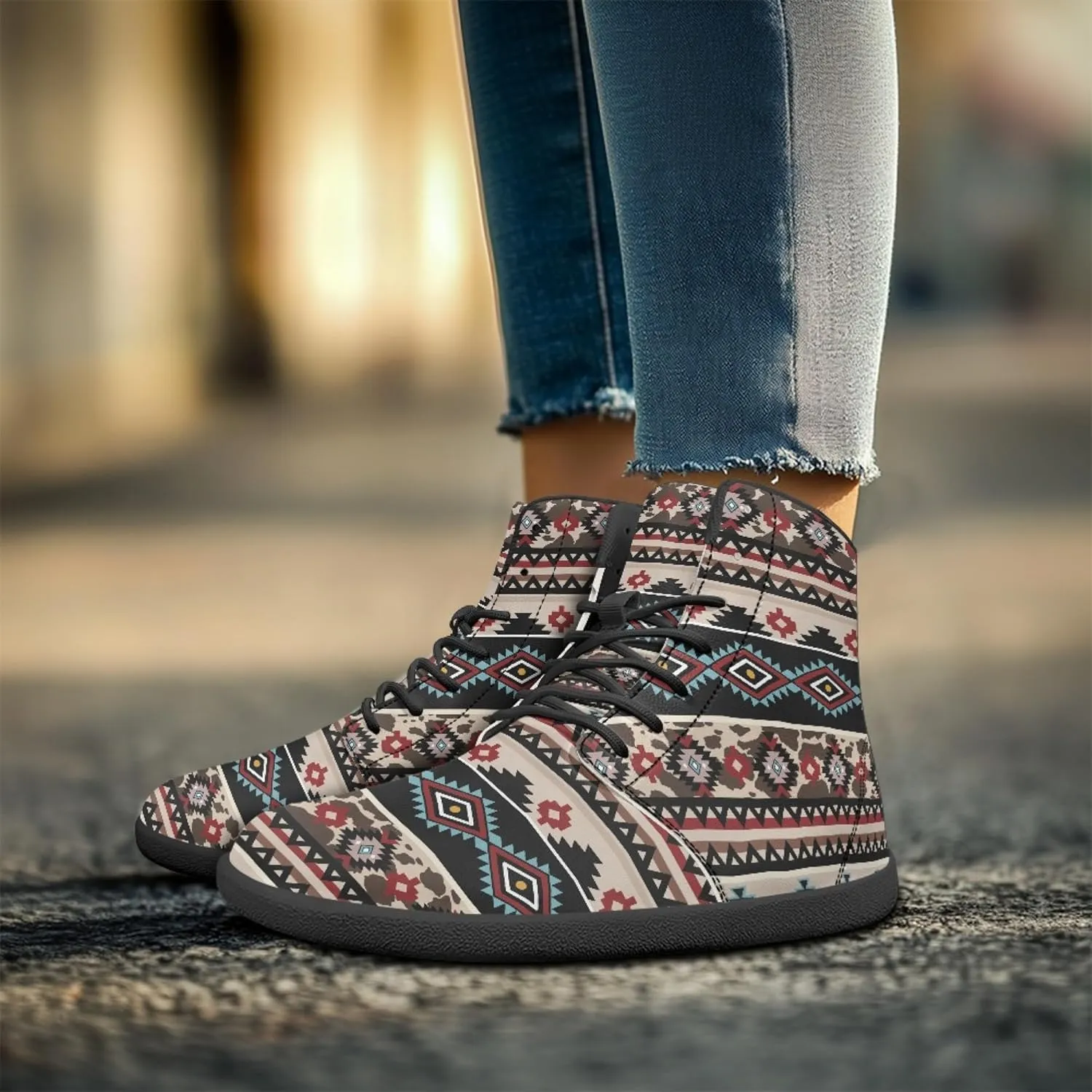 Novelty Print High Top Sneakers Shoes for Men Women Casual Lace up Barefoot Shoes