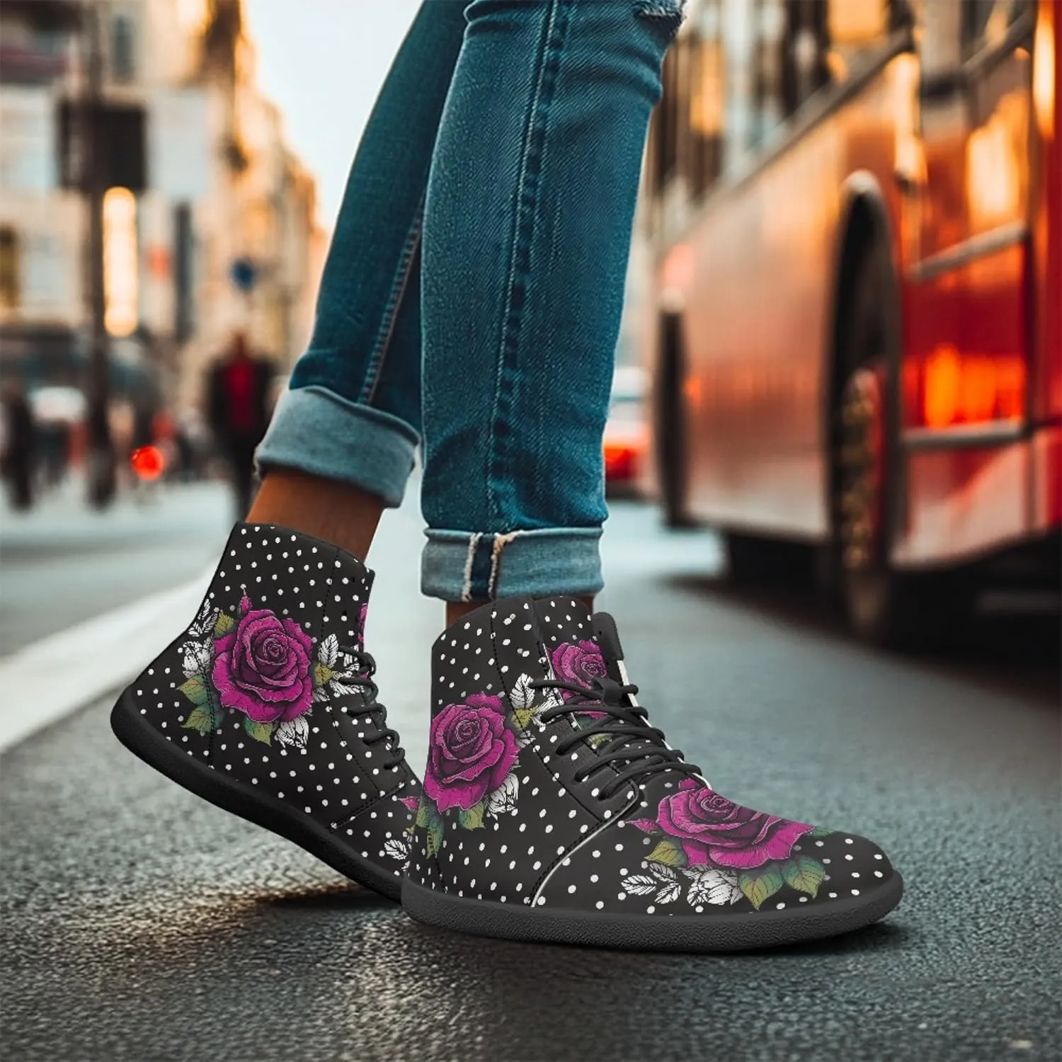 Novelty Print High Top Sneakers Shoes for Men Women Casual Lace up Barefoot Shoes