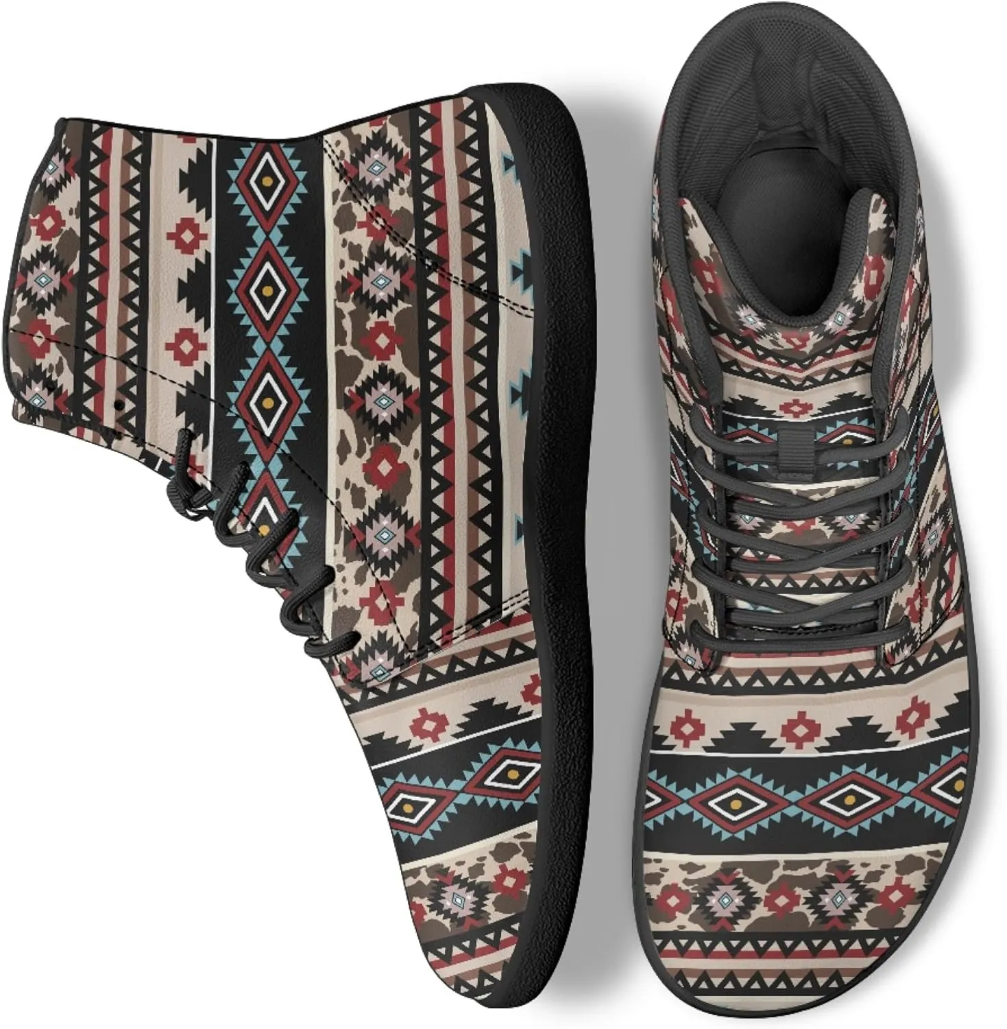 Novelty Print High Top Sneakers Shoes for Men Women Casual Lace up Barefoot Shoes