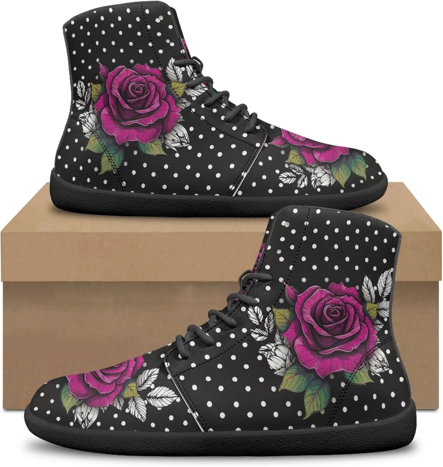 Novelty Print High Top Sneakers Shoes for Men Women Casual Lace up Barefoot Shoes