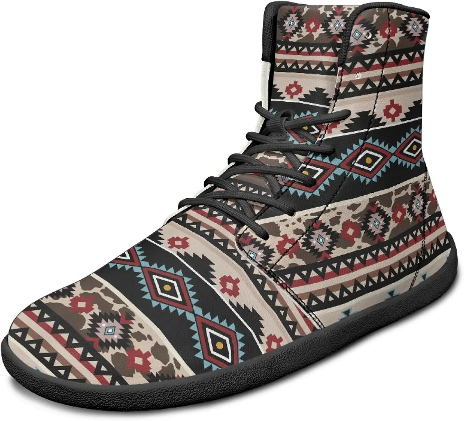 Novelty Print High Top Sneakers Shoes for Men Women Casual Lace up Barefoot Shoes