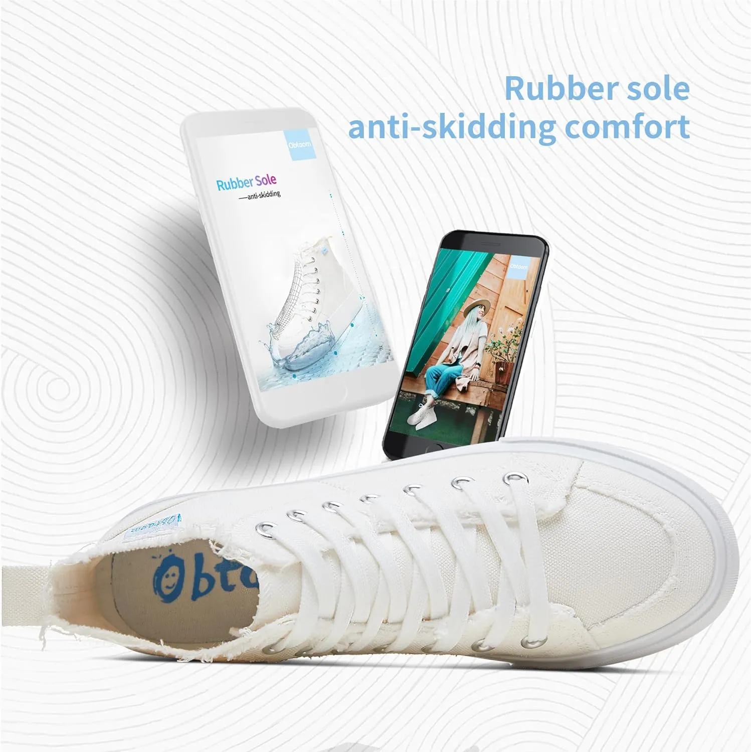 Obtaom High Top Platform Sneakers Women Mid Calf Play Canvas Shoes Washed Platform Skate Skateboard Shoe Casual Canvas Fashion Sneakers