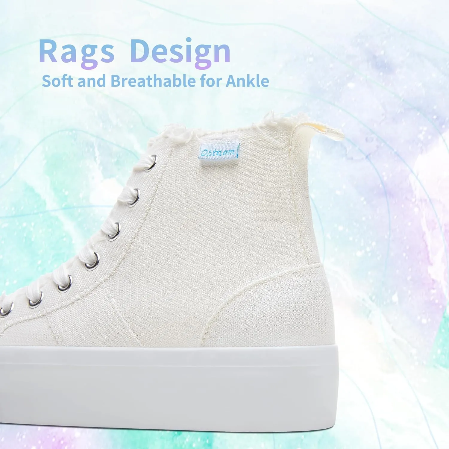 Obtaom High Top Platform Sneakers Women Mid Calf Play Canvas Shoes Washed Platform Skate Skateboard Shoe Casual Canvas Fashion Sneakers