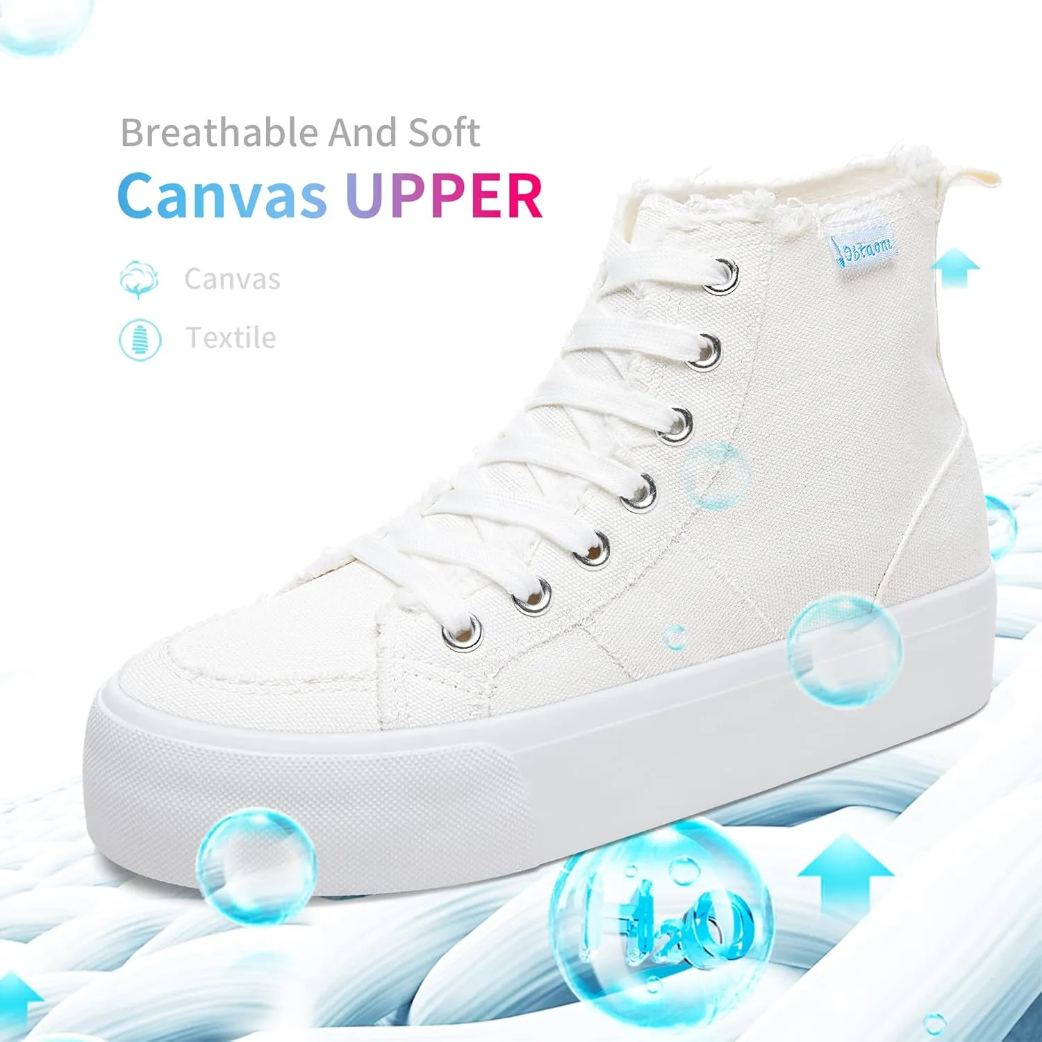 Obtaom High Top Platform Sneakers Women Mid Calf Play Canvas Shoes Washed Platform Skate Skateboard Shoe Casual Canvas Fashion Sneakers