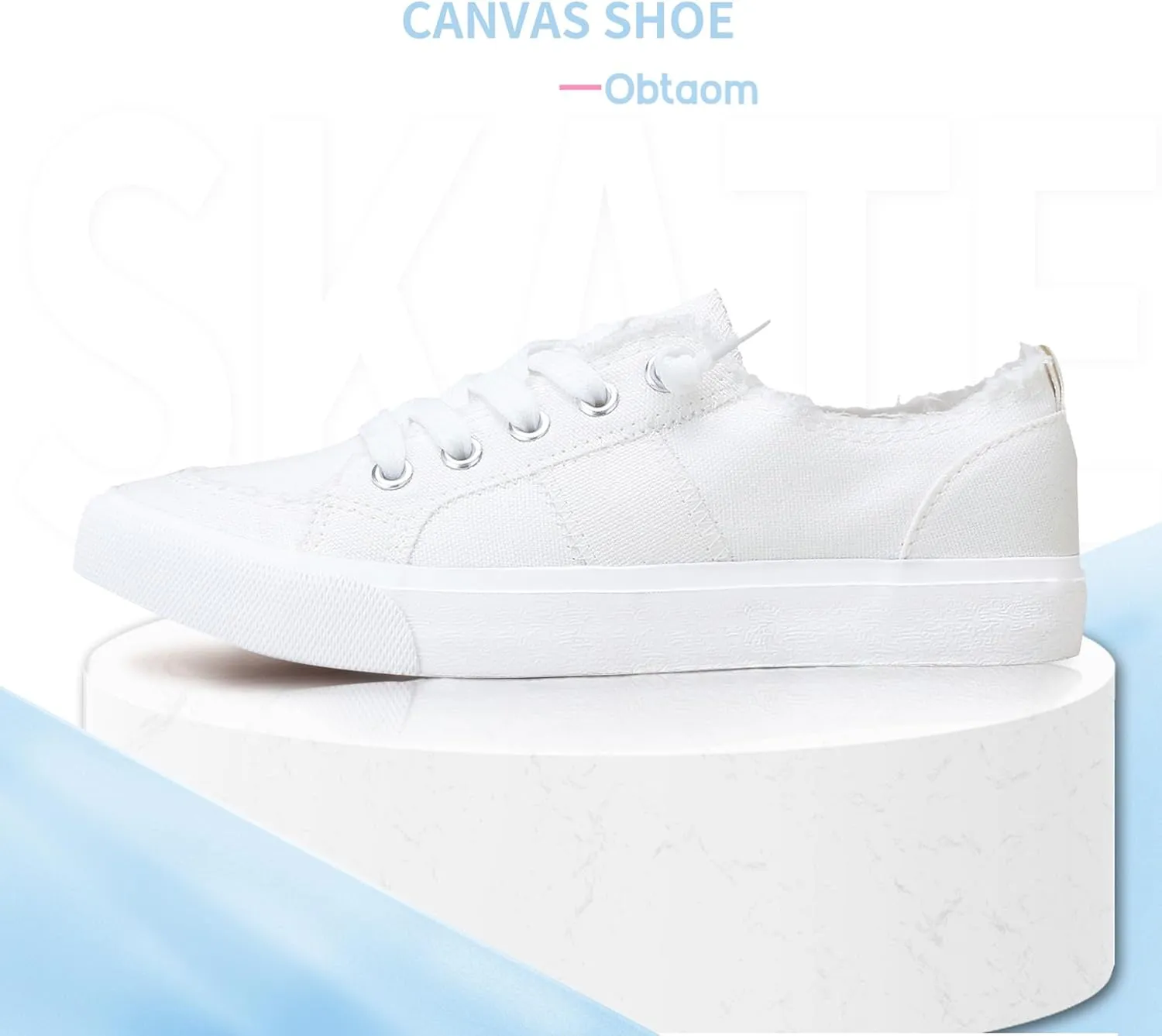 Obtaom Women's Play Fashion Sneaker White Color Washed and Leopard Canvas Slip on Shoes