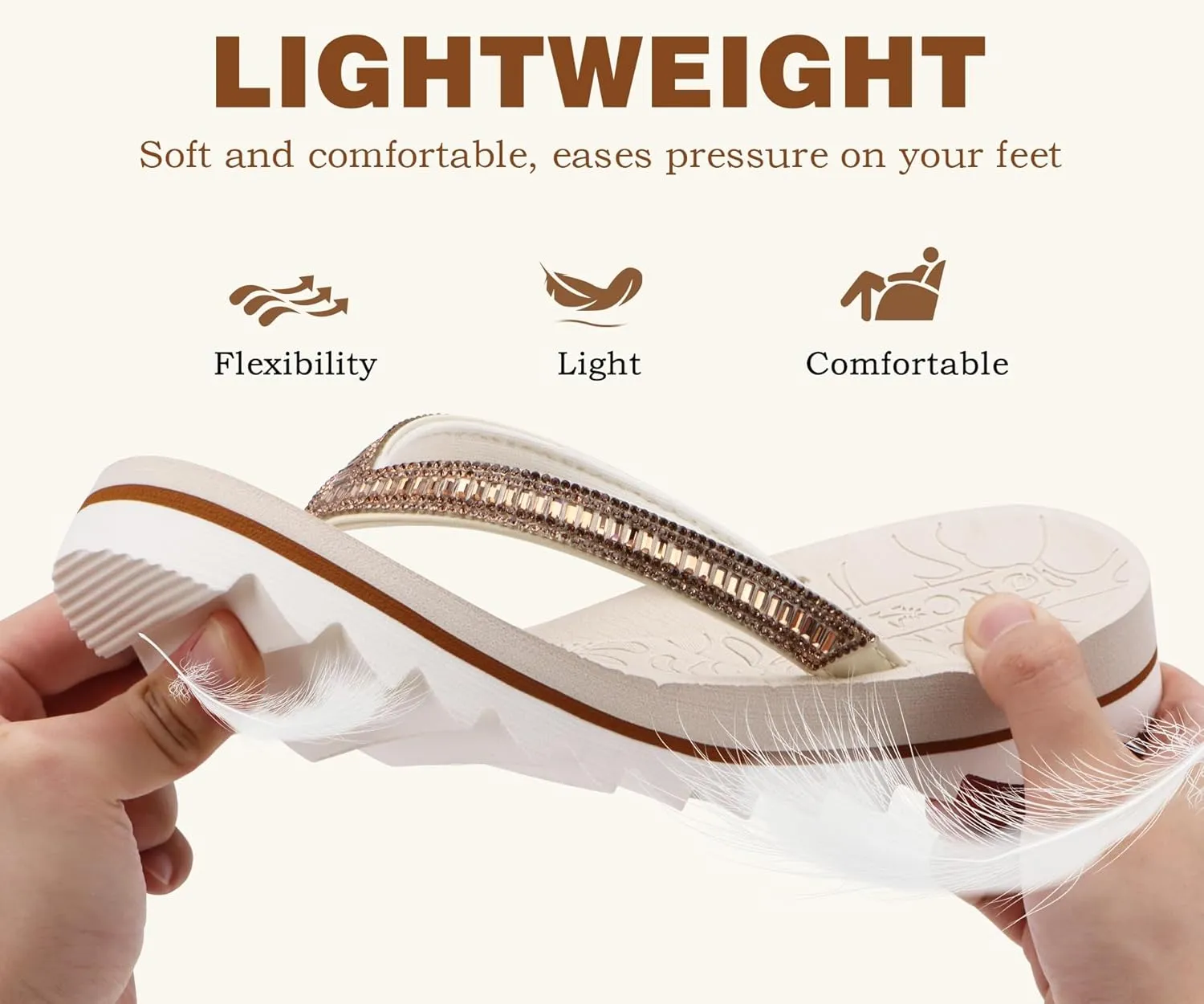 ONCAI Flip Flops for Women, Beach Thong Sandals Womens with Arch Support, Dressy Rhinestone Comfortable Yoga Mat and Non Slip Rubber Soles for Summer US Size 5-11