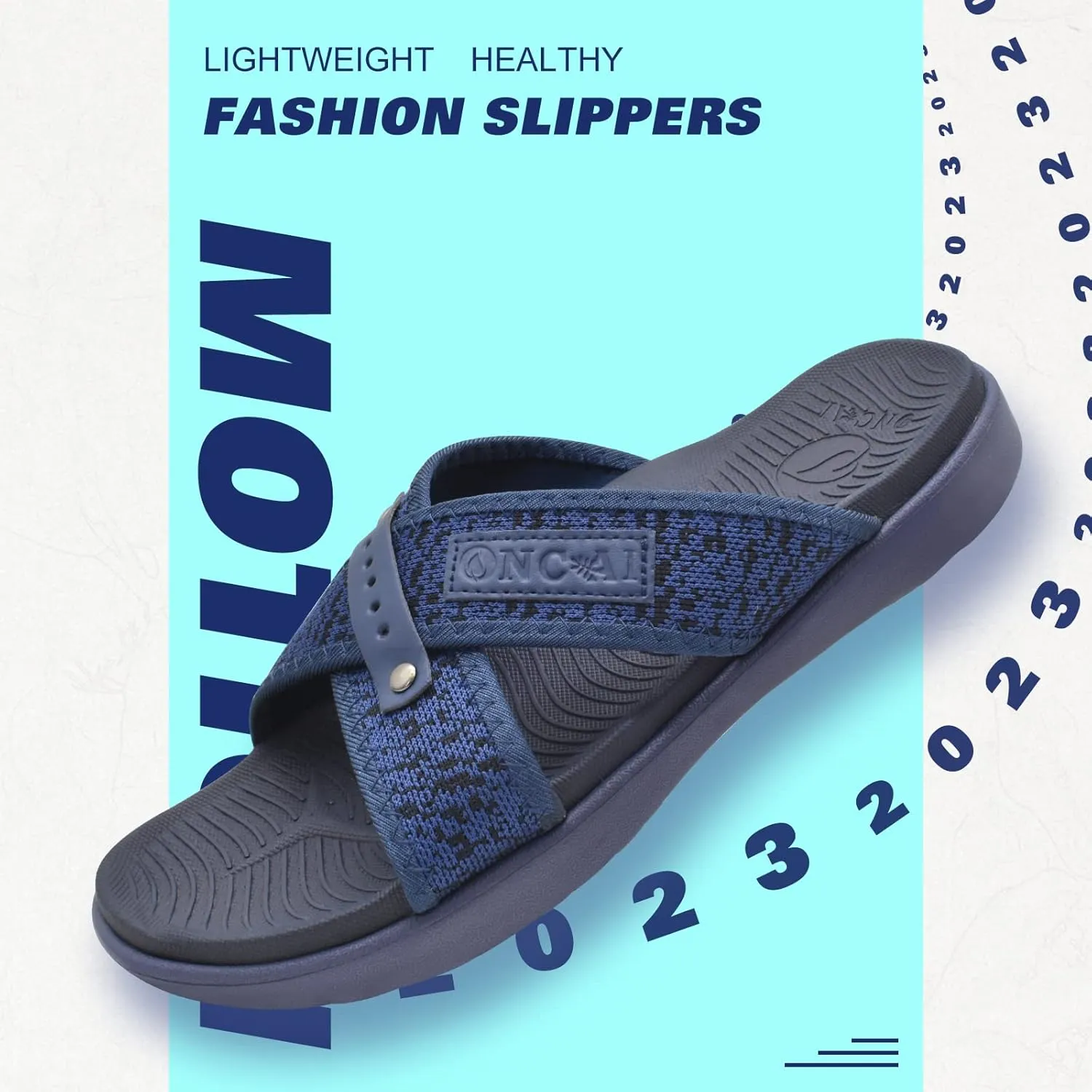ONCAI Mens Criss Cross Sandals,Arch Support Recovery Sport Slippers Slides with Plantar Fasciitis Orthotic Footbed