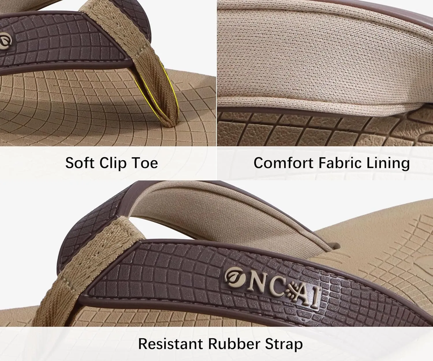 ONCAI Men's Flip Flops Summer Beach Fashion Yoga Mat Thong Sandals with Non-slip Outdoor Cushion Rubber Soles