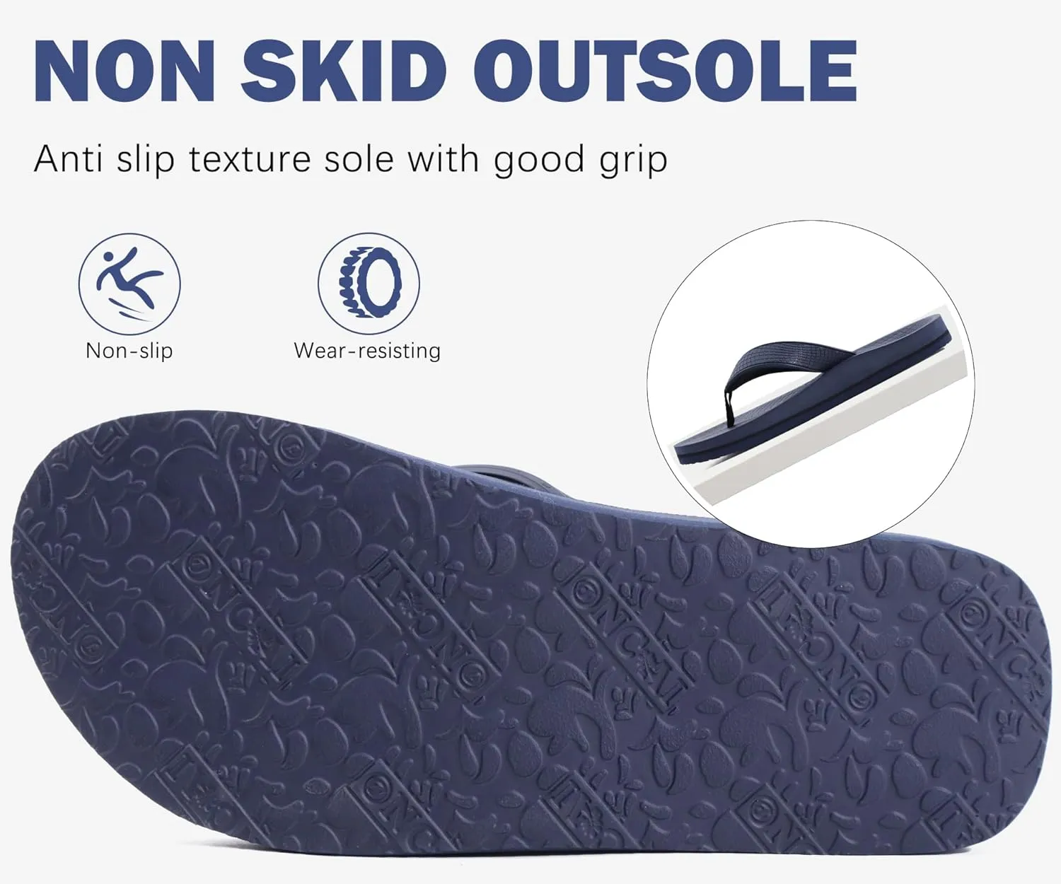 ONCAI Men's Flip Flops Summer Beach Fashion Yoga Mat Thong Sandals with Non-slip Outdoor Cushion Rubber Soles