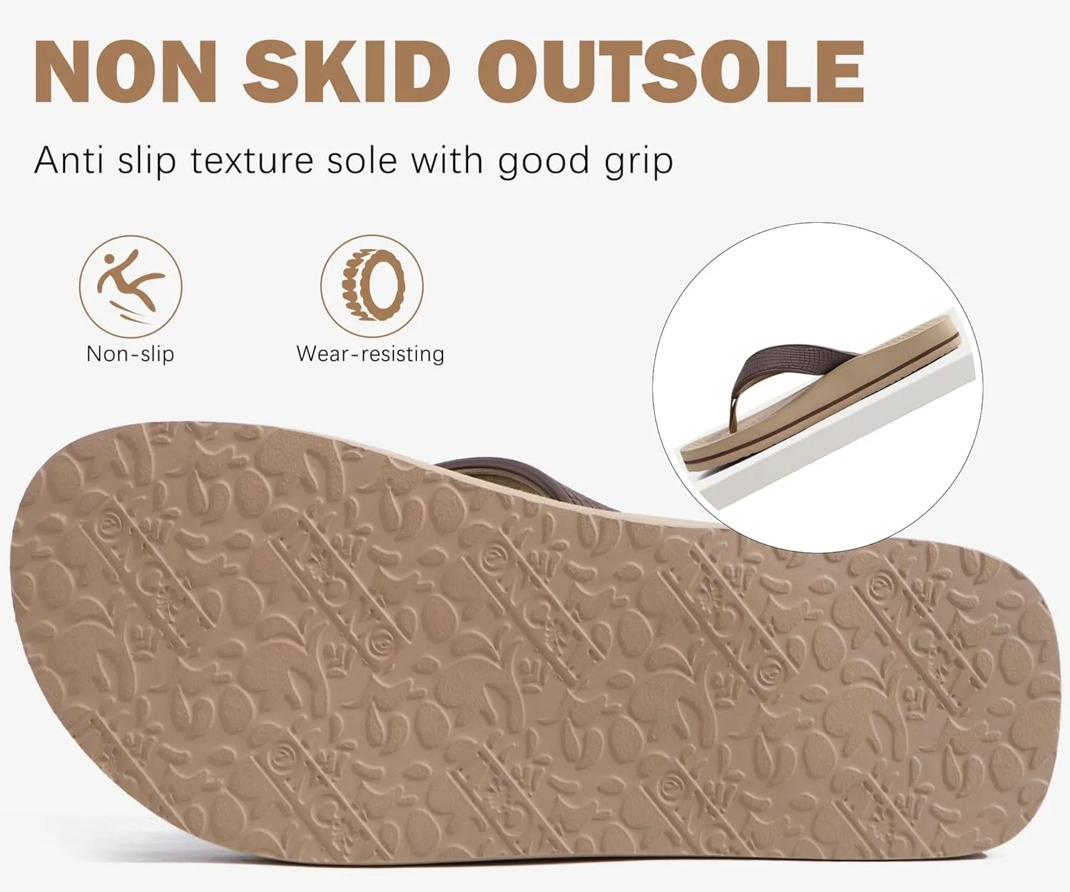 ONCAI Men's Flip Flops Summer Beach Fashion Yoga Mat Thong Sandals with Non-slip Outdoor Cushion Rubber Soles