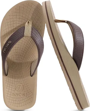ONCAI Men's Flip Flops Summer Beach Fashion Yoga Mat Thong Sandals with Non-slip Outdoor Cushion Rubber Soles