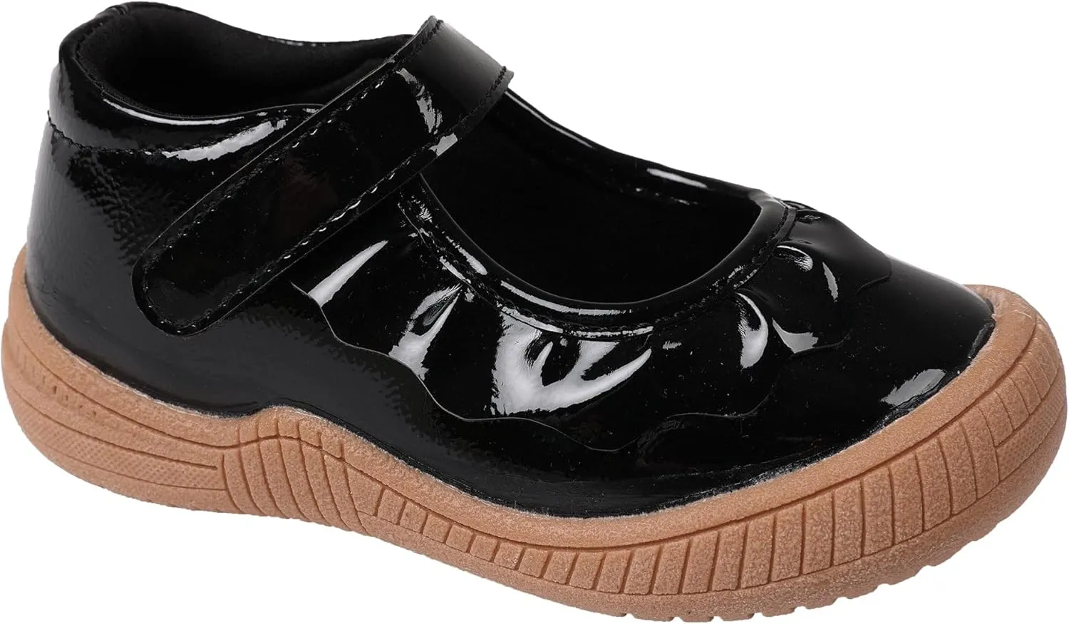 Oomphies Amina Ruffled Mary Jane Shoes for Girls – Comfy Slip On Dress Shoes with Hook & Loop Closure and Cushion Footbed