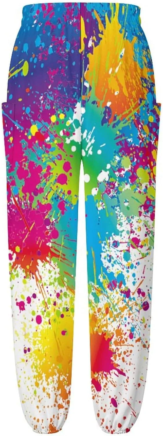 Paint Splash Yoga Bloomers Womens Hippie Harem Pant Lantern Pants Elastic Gym Long Pants Loose Casual Sweatpants