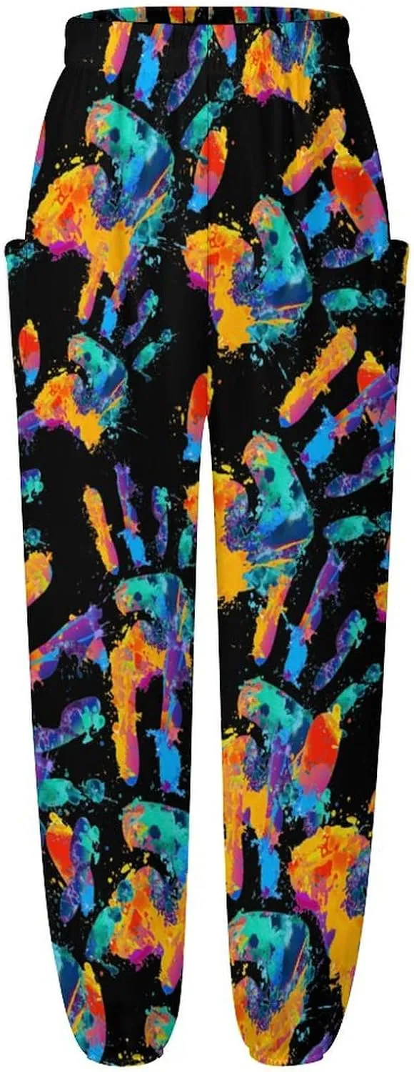 Paint Splash Yoga Bloomers Womens Hippie Harem Pant Lantern Pants Elastic Gym Long Pants Loose Casual Sweatpants