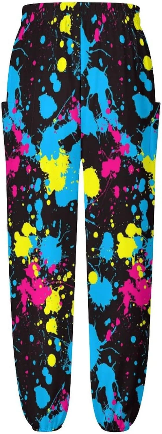 Paint Splash Yoga Bloomers Womens Hippie Harem Pant Lantern Pants Elastic Gym Long Pants Loose Casual Sweatpants