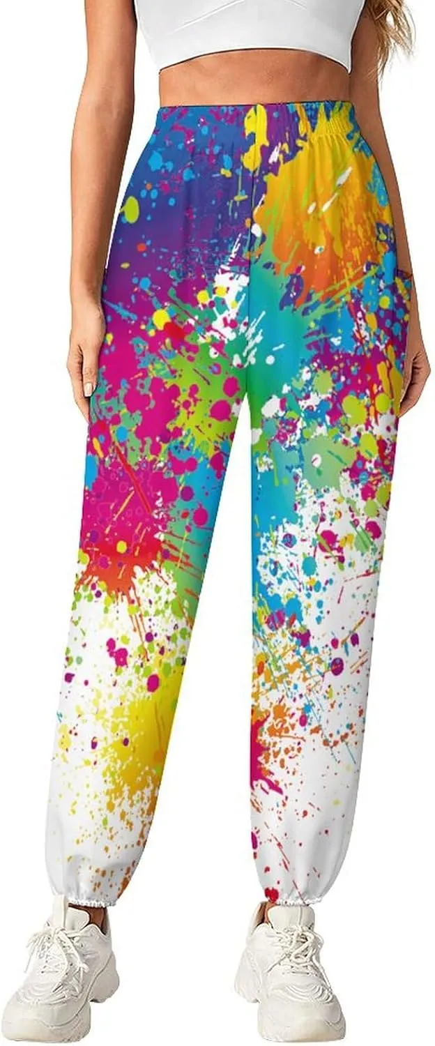 Paint Splash Yoga Bloomers Womens Hippie Harem Pant Lantern Pants Elastic Gym Long Pants Loose Casual Sweatpants
