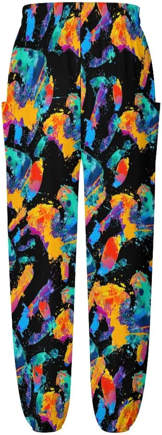 Paint Splash Yoga Bloomers Womens Hippie Harem Pant Lantern Pants Elastic Gym Long Pants Loose Casual Sweatpants
