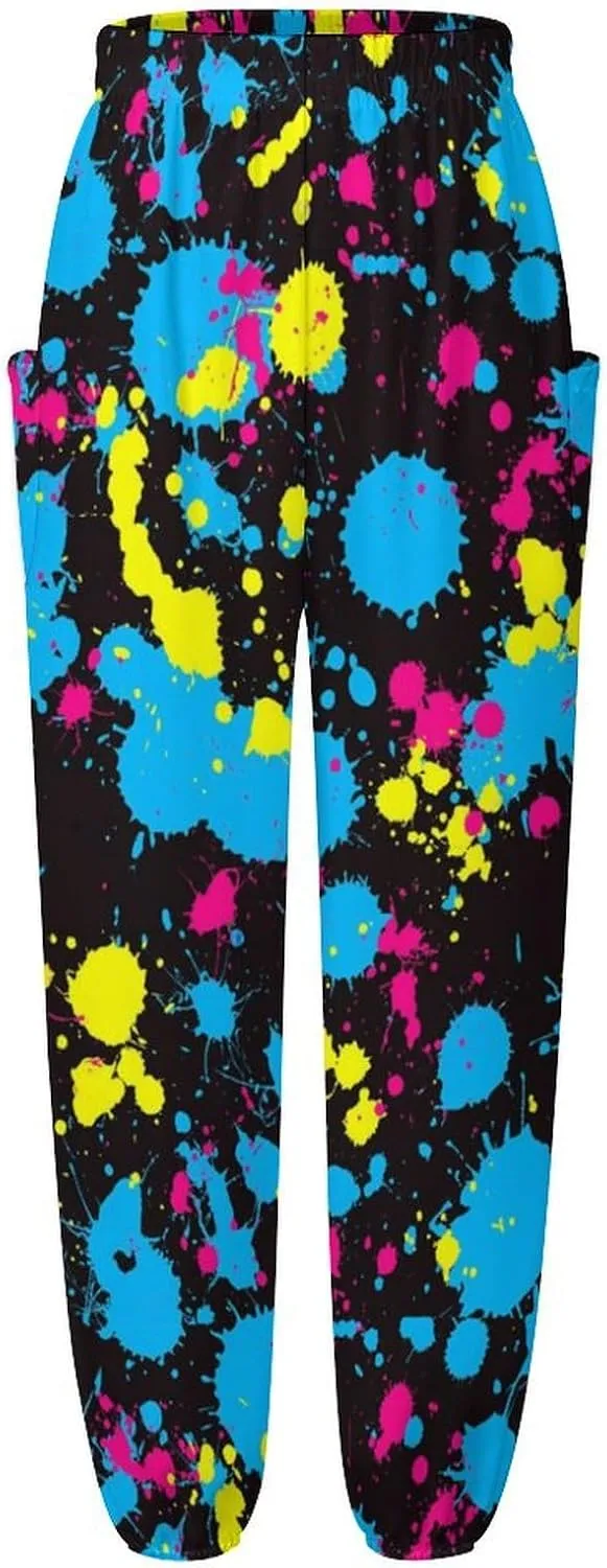 Paint Splash Yoga Bloomers Womens Hippie Harem Pant Lantern Pants Elastic Gym Long Pants Loose Casual Sweatpants