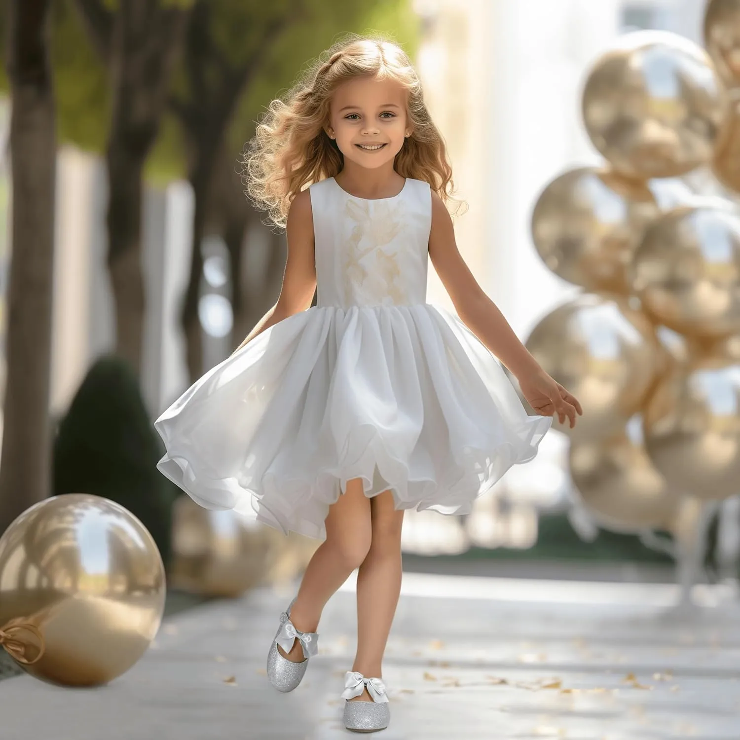 PANDANINJIA Toddler Dress Shoes Bowknot Mary Jane Shoes Girls Ballet Flats for Kids Wedding Party Uniform Church Shoes