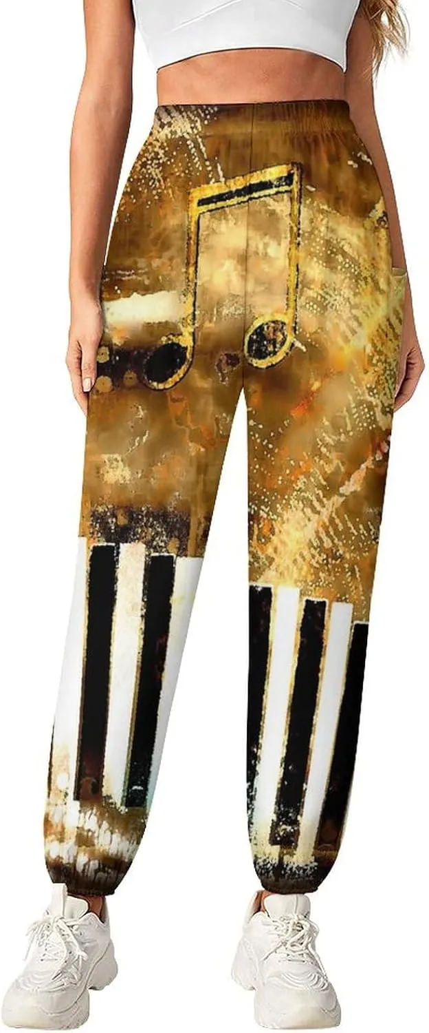 Piano Music Yoga Bloomers Womens Hippie Harem Pant Lantern Pants Elastic Gym Yoga Trousers Loose Casual Sweatpants