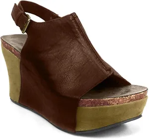 Pierre Dumas Hester-14 Women's Platform Wedge Open Toe Sandals,Whiskey,10