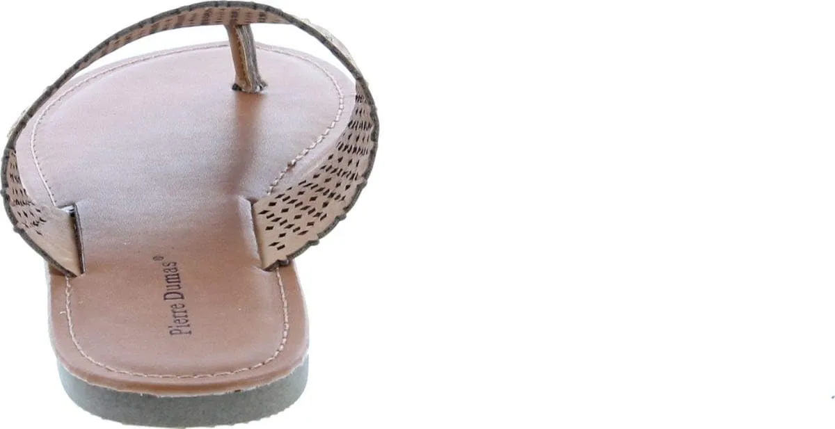Pierre Dumas Women's Azaria-7 Vegan Leather Perforated Accents Flip-Flops Flats Sandals