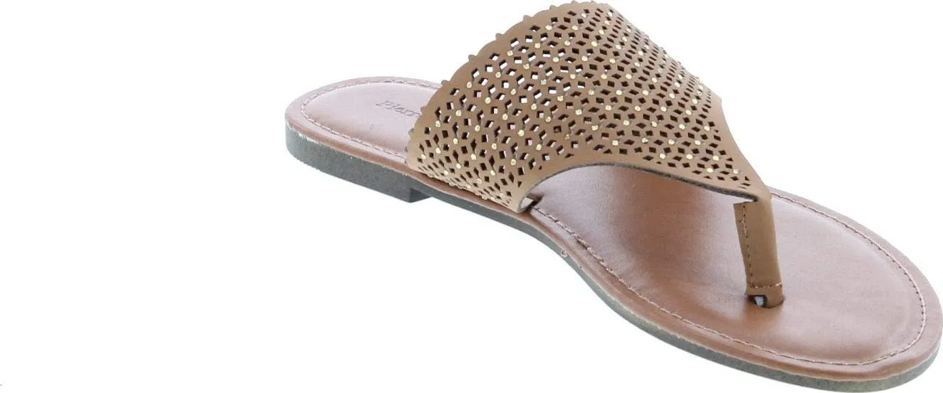 Pierre Dumas Women's Azaria-7 Vegan Leather Perforated Accents Flip-Flops Flats Sandals