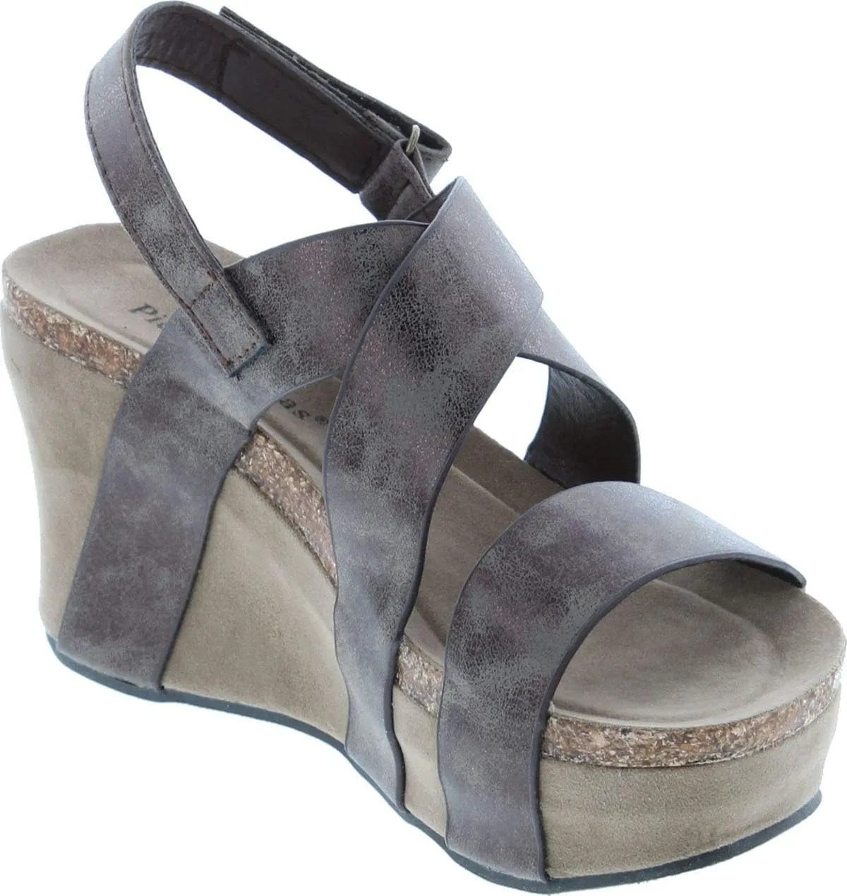 Pierre Dumas Women's Hester-5 Vegan Leather Strappy Wedge Sandals