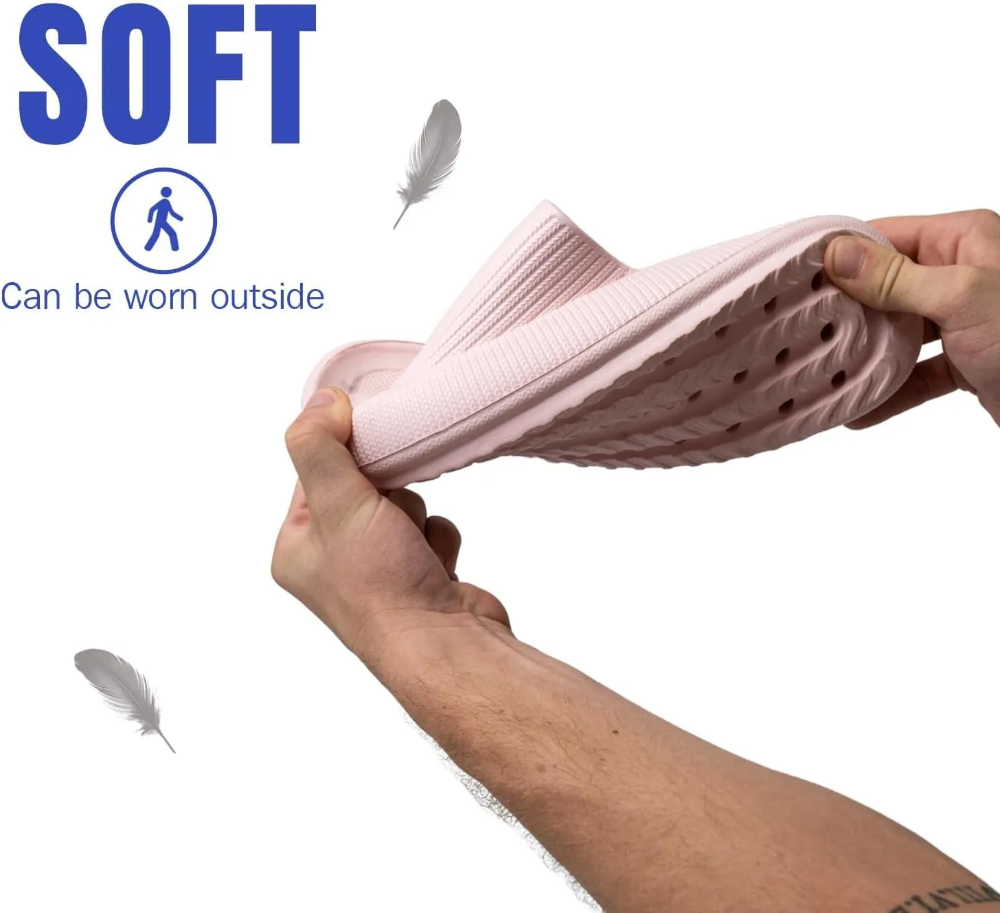Pillow Cloud Slides with Fur: Cozy & Comfy Cushioned Indoor/Outdoor Slippers - Thick-Sole House Slides & Shower Sandals for Men & Women
