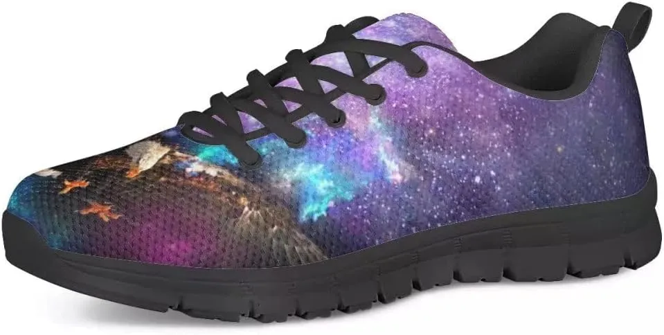 PinUp Angel Cool Galaxy Print Mens Walking Running Shoes Sneakers Casual Lace Up Mesh Shoes