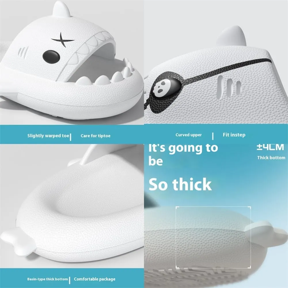 Pirate Shark Slides, Big Eye Shark Slides, Cute 3D Soft Anti-Slip Open Toe Cloud Shark Slippers Sandals, for Indoor & Outdoor Use