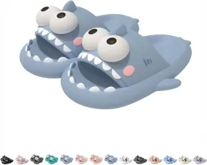 Pirate Shark Slides, Big Eye Shark Slides, Cute 3D Soft Anti-Slip Open Toe Cloud Shark Slippers Sandals, for Indoor & Outdoor Use