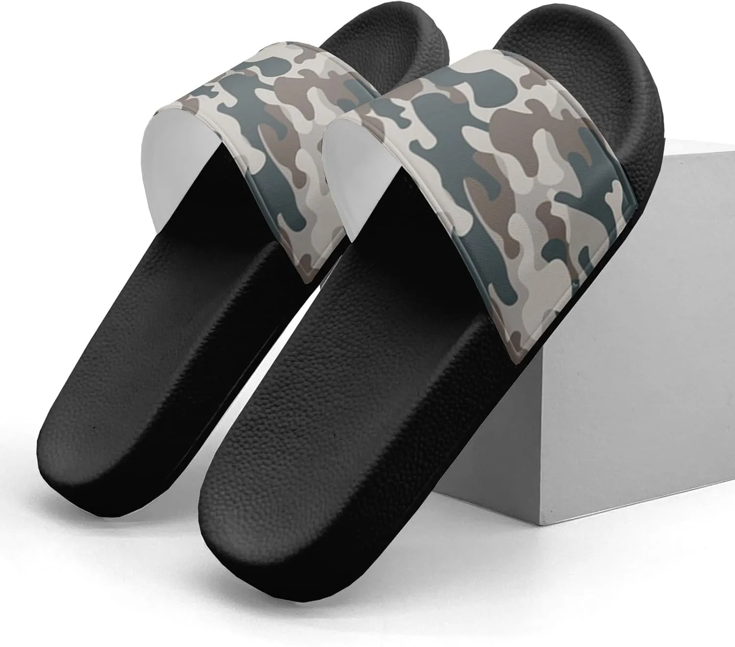 Pitovozu Art Camo Colorful Slippers for Women Men Comfotable Sandals Non Slip Home Bedroom Pool Shower Outdoor Slide Slippers