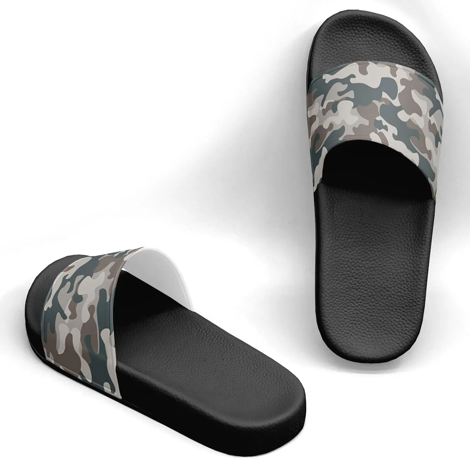 Pitovozu Art Camo Colorful Slippers for Women Men Comfotable Sandals Non Slip Home Bedroom Pool Shower Outdoor Slide Slippers